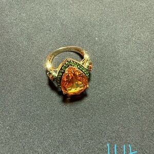 PRICE FIRM • NWOT 14kt gold plated silver filled ring synthetic citrine green